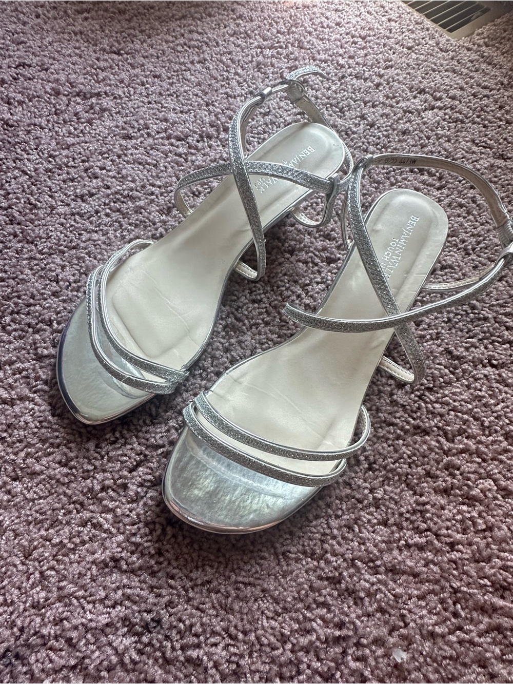 Silver Strappy Kitten Heels by Benjamin Walk